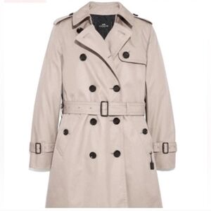 Coach Light Beige/pink Double-Breasted Trench Coat